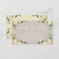 Taupe Peach Floral Baby Shower Book Request Enclosure Card