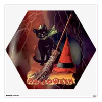 Vintage Black Halloween Cat - Modern Eyeball Decal