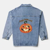 Trick or Treat Halloween Pumpkin Denim Jacket