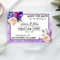 Pretty Purple Flowers Floral Save the Date Invitation