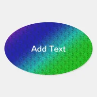 Floral Blue Green Rainbow Gradient Diagonal Blend Oval Sticker