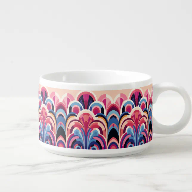 1920 Retro Art Deco Pink, Purple, Blue Modern Bowl