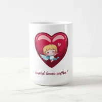 Cupid on Red Heart with Pink Arrow Head Coffee Mug