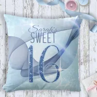 Sparkling Swirls Sweet Sixteen Blue ID652 Throw Pillow