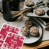 Elegant Festive Red and White Happy Holidays  Napkins