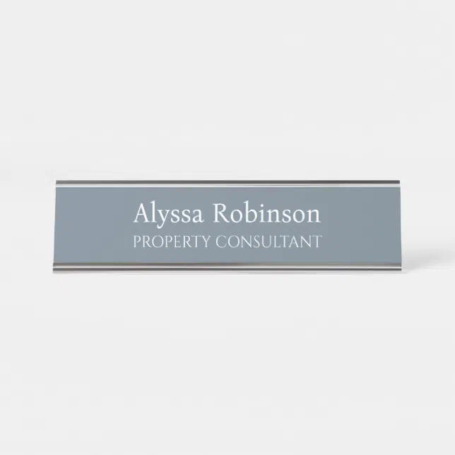 Cool Gray Professional Desk Name Plate