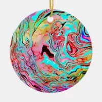 Tranquility Abstract Fluid Art  Christmas Ceramic Ornament