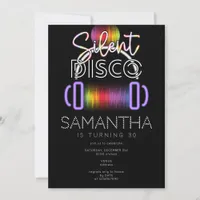 Silent Disco Neon Headphones Adult Birthday Party Invitation