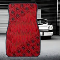 Blood red dahlias in gothic style car floor mat