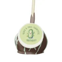 Cute Green Cartoon Pickle Birthday Cake Pops