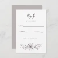 Rustic Elegant Floral Sketch Wedding RSVP Card