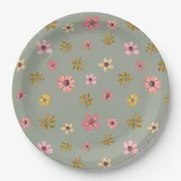 Floral Western Boho Botanical Little Cowgirl Party Paper Plates