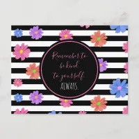 Thumbnail for Trendy Floral Black & White Stripes Motivational Postcard