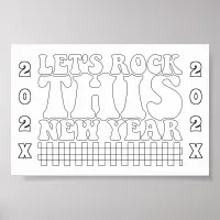 Let's Rock This New Year Coloring Poster