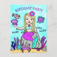 Pretty Mermaid Birthday Invitations