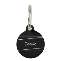 Black White Stylish Modern Elegant Chic Cat Dog Pet ID Tag