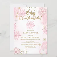 Pink Baby its Cold Outside Winter Baby Shower Invitation