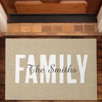 Rustic Jute Tan Burlap Family Monogram Doormat