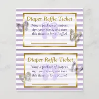 Purple & Gold Butterfly Baby Shower Diaper Raffle Flyer