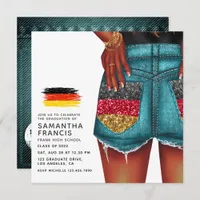 German Denim Girl Graduation Party Invitation