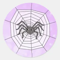 Spider in spider web purple Halloween Classic Round Sticker