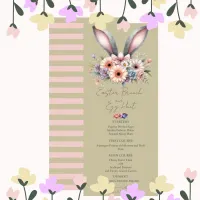 Easter Brunch Menu Cute Floral Bunny Rabbit Ears  Invitation