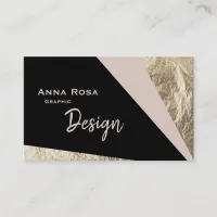 *~* Abstract Geometric Block Blush Gold Foil Business Card