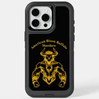 Gold Bold Bison Graphic Design iPhone 15 Pro Max Case