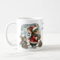 Cute Mice with Wrapped Gifts Santa Hat Coffee Mug