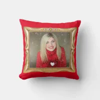 Fancy Gold Frame & Red Custom Your Photo Pillow