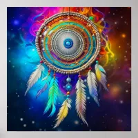 Colorful Mystical Dreamcatcher  Poster