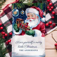 Santa Claus With Train Personalized Christmas Kitchen Towel