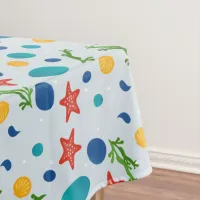 Summer beach with starfish, shells and pebbles tablecloth