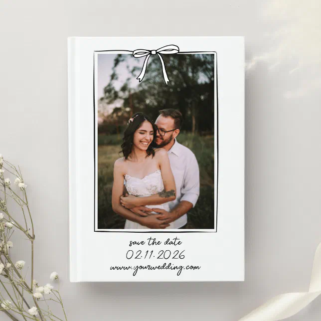 Casual Hand Drawn Photo Frame Bow Wedding Cute Bow Save The Date