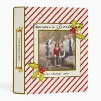 Peppermint Stripe Holly Farmhouse Photo Christmas Mini Binder