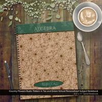 Country Flowers Tan Green School Subject Name Notebook