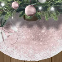 Snowflake Glitter and Shine Rose Gold ID671 Brushed Polyester Tree Skirt