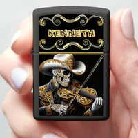 Skeleton Cowboy Playing The Violin Zippo Lighter