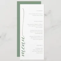 Classic Minimalist Script Sage Green Wedding Menu