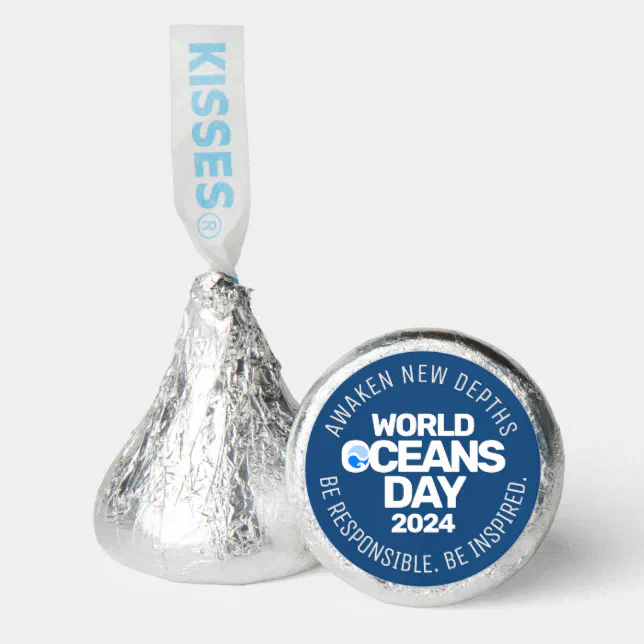 World Oceans Day Blue Stylized Earth Waves Hershey®'s Kisses®