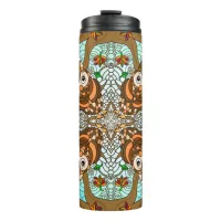 Hand Drawn Owl Mandala Artwork   Thermal Tumbler