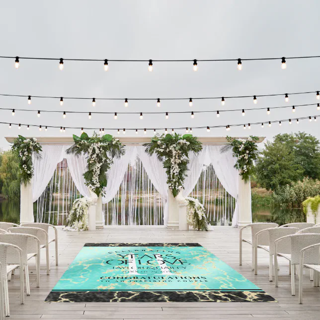 Elegant 11th Turquoise Wedding Anniversary Outdoor Rug