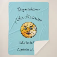 Over the Moon Baby Shower Celebration Sherpa Blanket