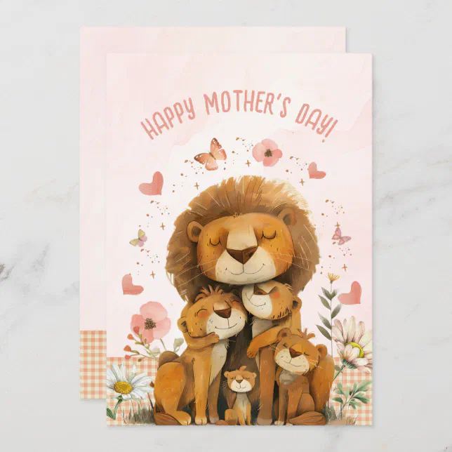 Lion Family Love You Mom Mothers Day Card