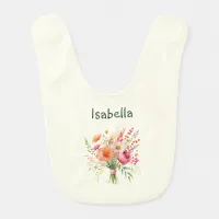 Flower Bouquet Pretty Colorful Floral Personalized Baby Bib