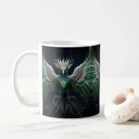 Majestic Green & White Phoenix Bird  Coffee Mug