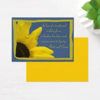 Sunflower and Blue Sky Wedding Charity Favor Card