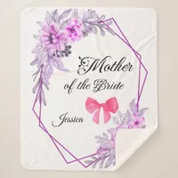 Mother of the Bride Pink Floral Wreath  Sherpa Blanket