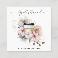 *~* Coffee To Go Espresso QR Rewards Floral Loyalty Card