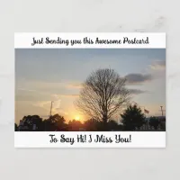 Sunset Photo "I Miss YOU" Saying Hi Postcard